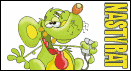 a blinkie of a green rat with their tongue out with text to the side saying nasty rat and blinking text that reads CERTIFIED RAT FUCKER